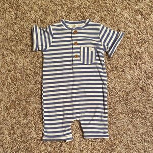 Me and Henry, London- Striped Blue and White Baby Romper, 3-6 months